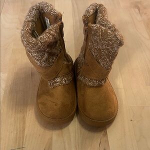 Cozy Tan Boots with Knit Cuff
